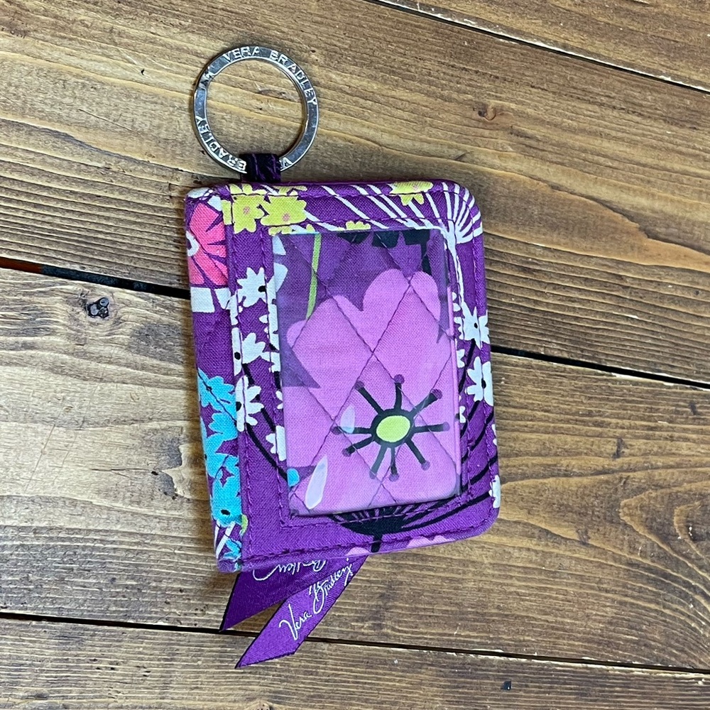 Vera Bradley small wallet ID case purple floral pattern